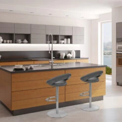 Atlantic Echtleder Barhocker Gebürstet - Crescent -Barhocker Welt crescent gepolstert echtleder 6