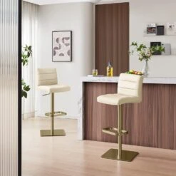 Echtleder Barhocker Gebürstet Gold - Lush -Barhocker Welt echtleder barhocker gebuerstet gold lush 6