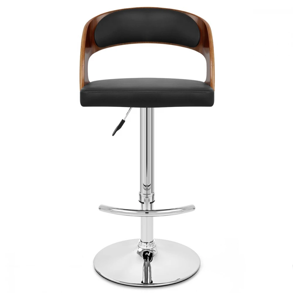 Atlantic Kunstleder Holzbarhocker Chrom Walnuss - Eve 4 Atlantic Kunstleder Holzbarhocker Chrom Walnuss - Eve – Bild 2