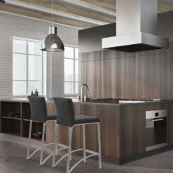 Atlantic Echtleder Barhocker Gebürstet - Leah -Barhocker Welt leah chrom geburstet echtleder 6