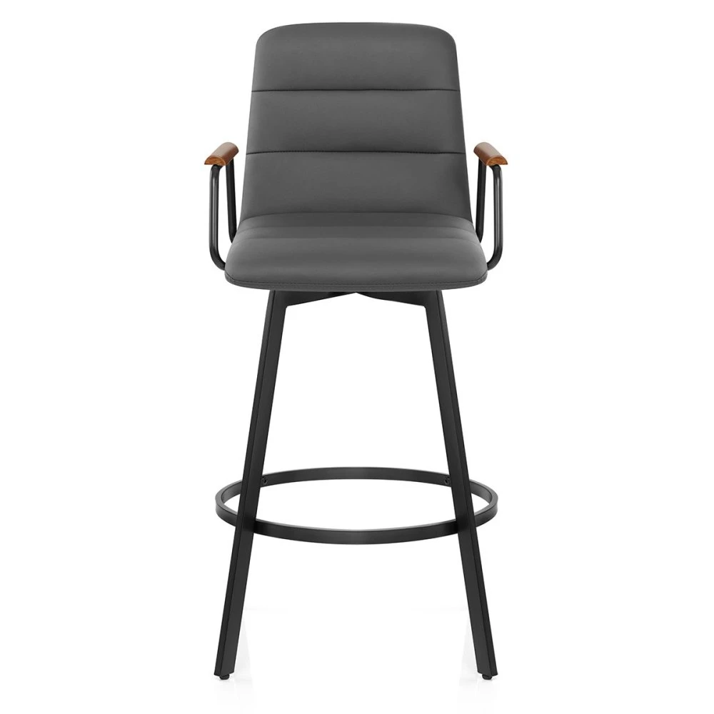 Kunstleder Barhocker Walnuss - Marco 4 Kunstleder Barhocker Walnuss - Marco – Bild 2