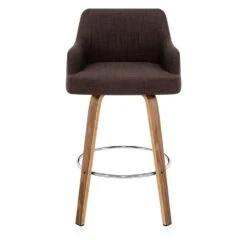 Holzbarhocker Kunstleder Stoff - Dino Walnuss -Barhocker Welt walnuss barhocker kunstleder und stoff dino 3